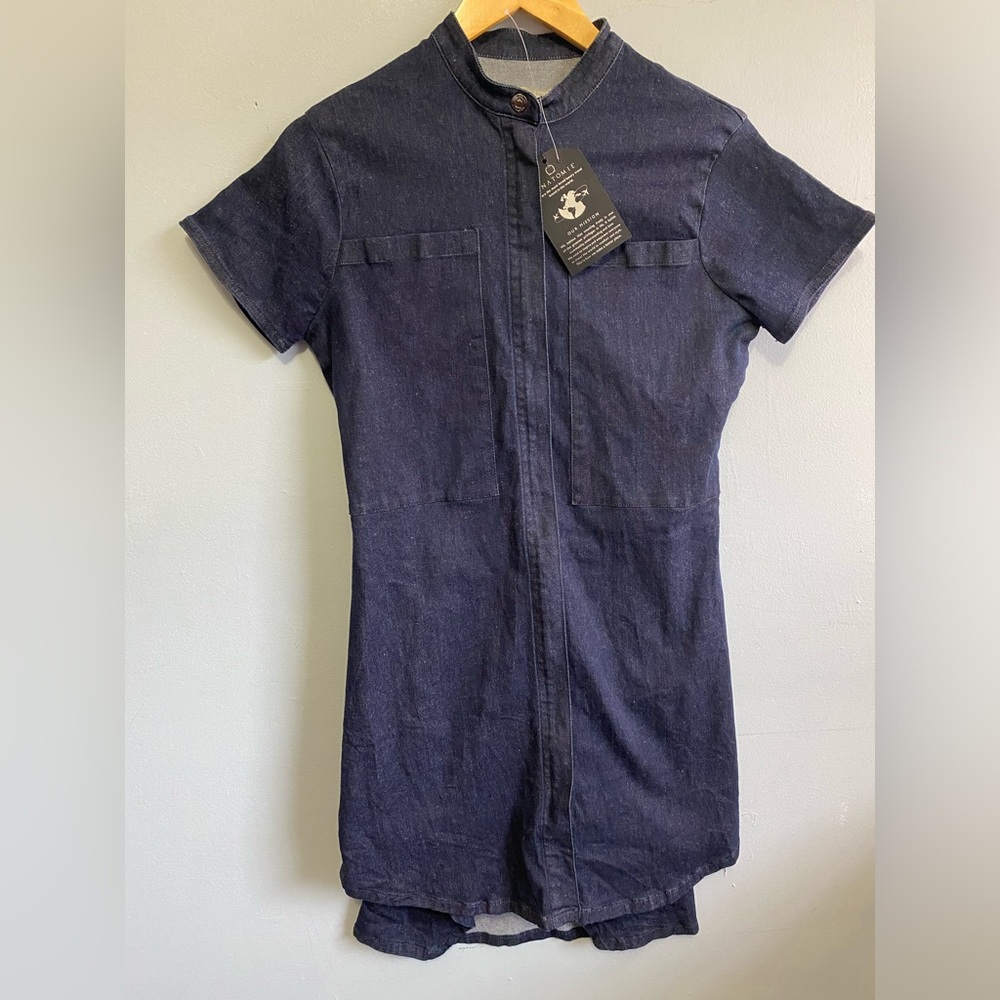 Anatomie Charmaine Ladies Short Sleeve Denim Travel Full Zip Dress Small NWT